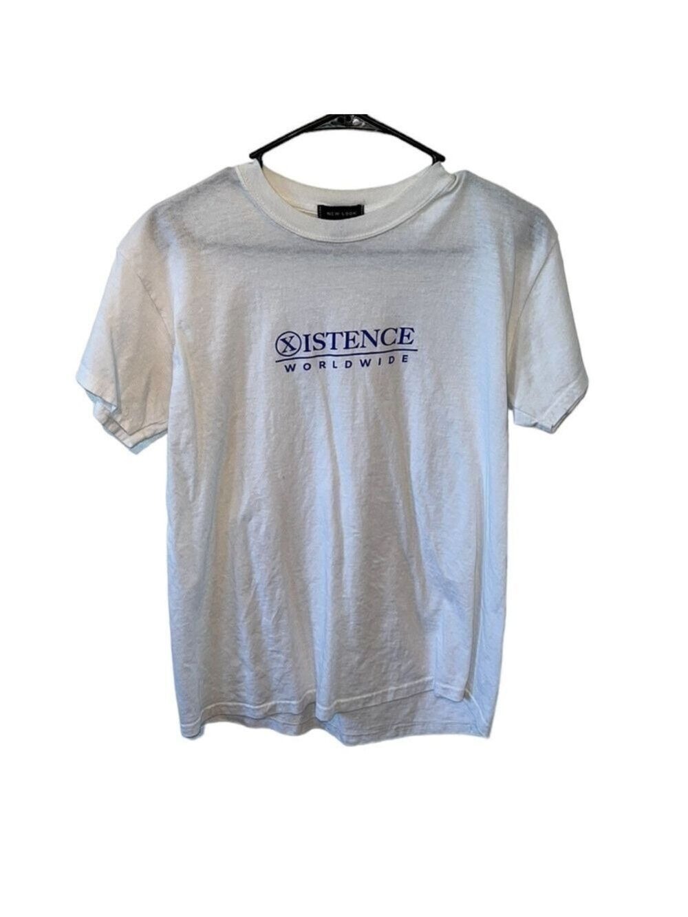New Look White & Blue Short Sleeve Tee Shirt Men’s Size Small